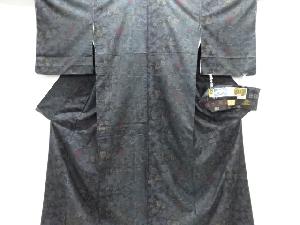 未使用品　葉模様織り出し本場泥大島紬着物(7マルキ)